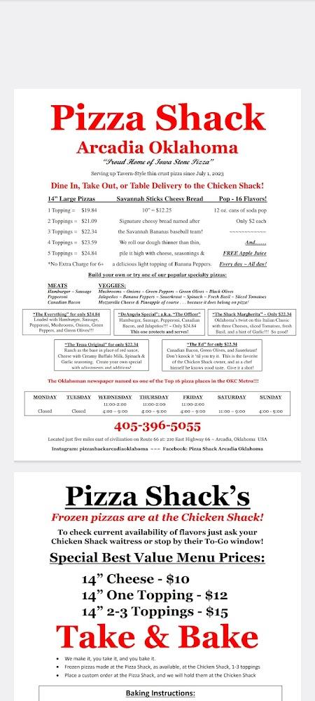 Pizza Shack at the Chicken Shack Menu image 1